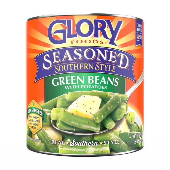 Glory Foods Seasoned Southern Style Green Beans With Potatoes 27 oz Can (Pack of 2)